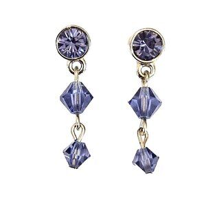 Swarovski Crystal Dangle Drop Periwinkle Blue Earrings